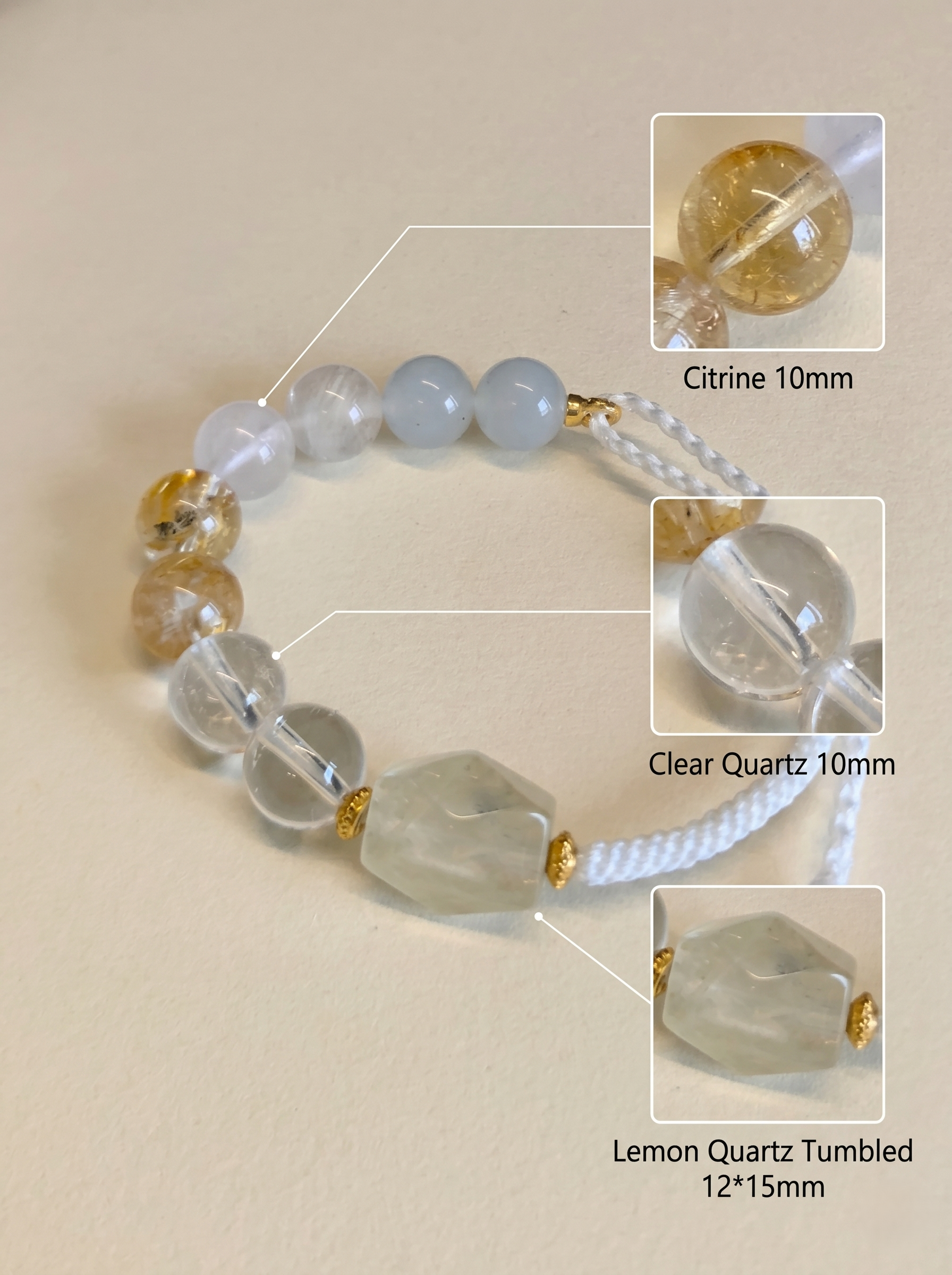 ORIENTAL VIBE Virgo Zodiac Crystal Energy Bracelet - Hand-Woven Citrine & Clear Quartz Bracelet for Clarity & Protection