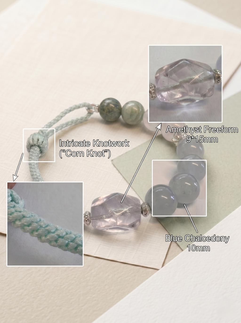 ORIENTAL VIBE Cancer Zodiac Crystal Energy Bracelet - Hand-Woven Spiritual Gift for Emotional Healing