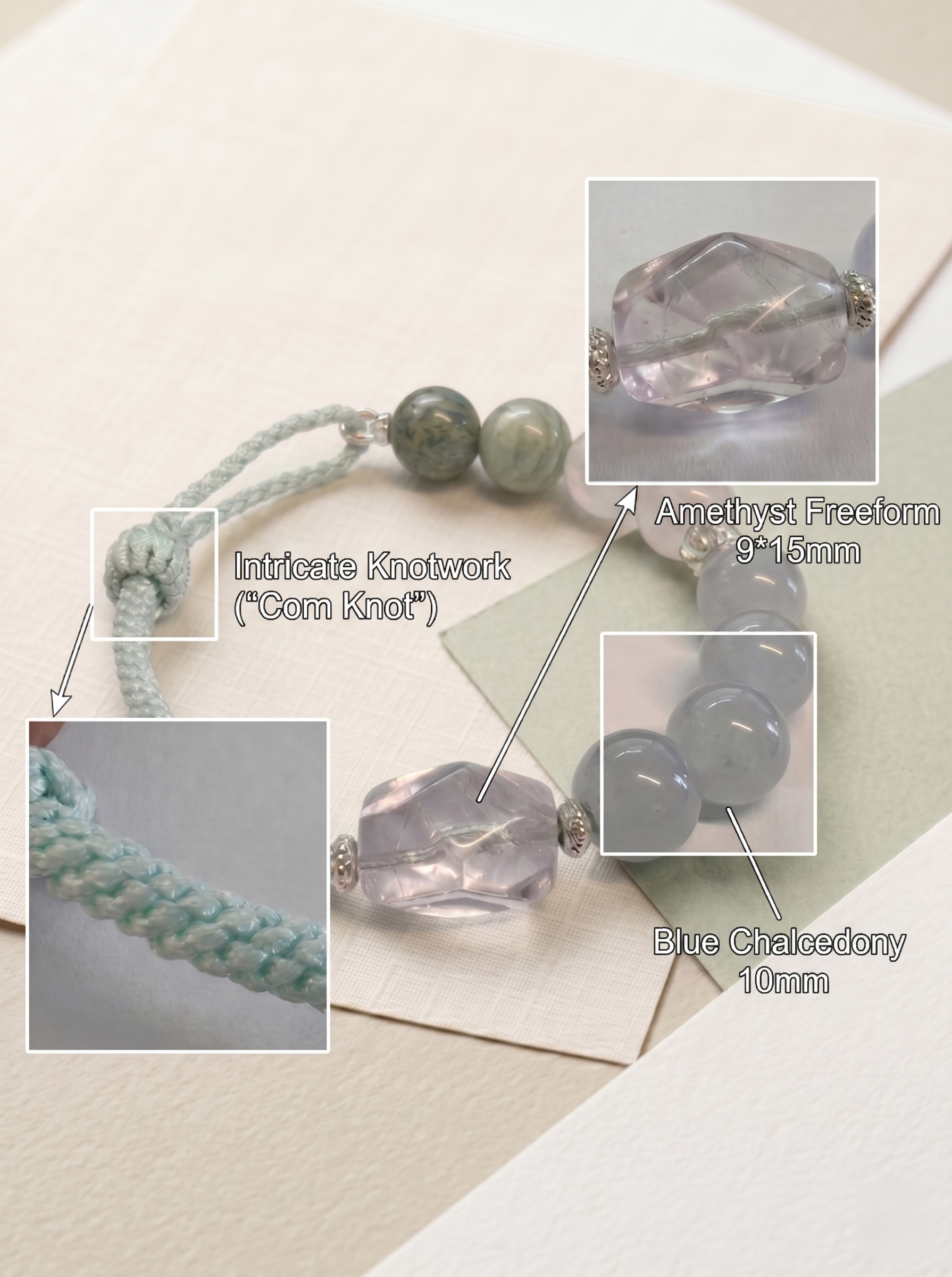 ORIENTAL VIBE Cancer Zodiac Crystal Energy Bracelet - Hand-Woven Spiritual Gift for Emotional Healing