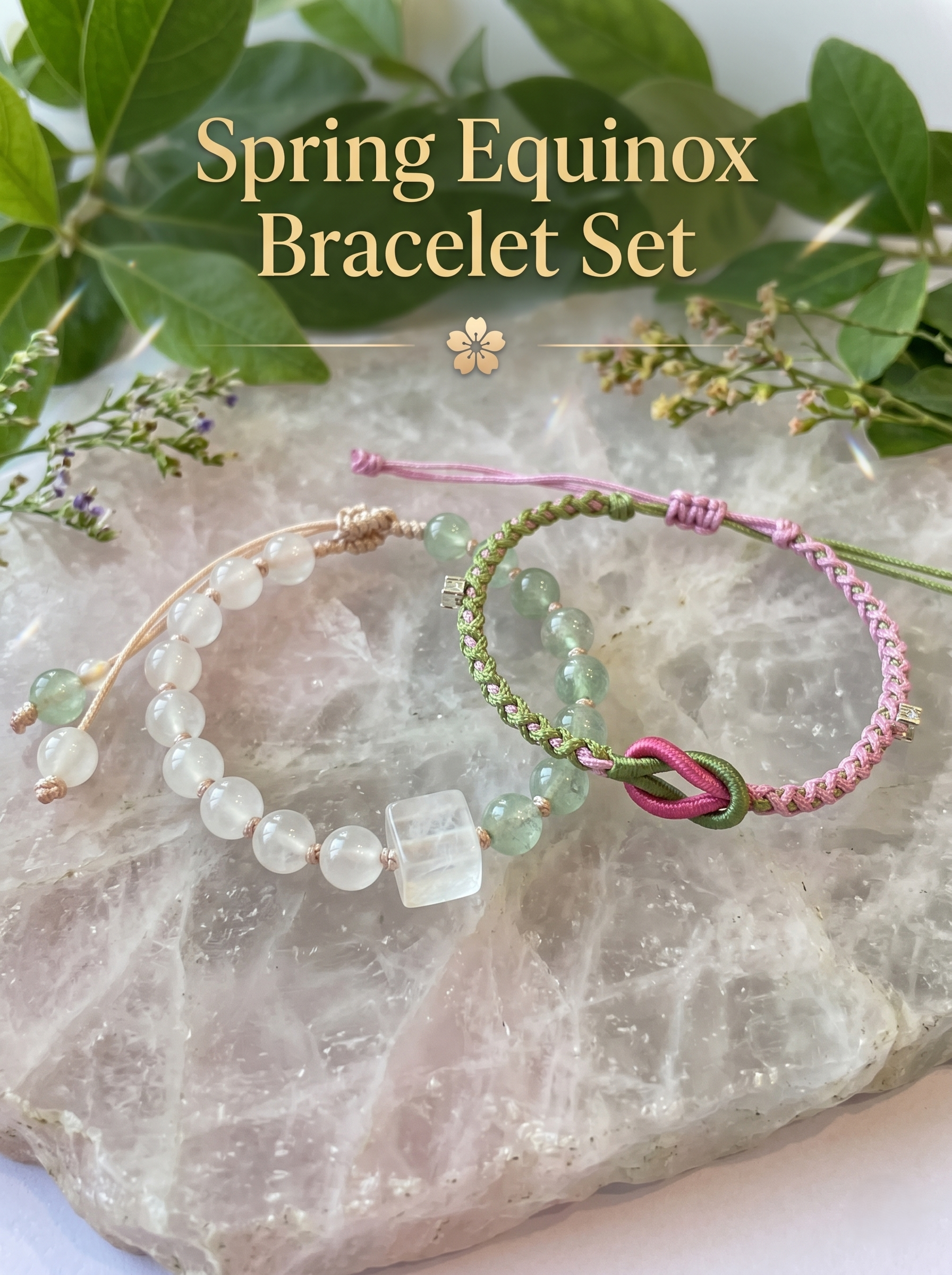 ORIENTAL VIBE | "Balanced Spring" Handcrafted Dragon Scale Braided Bracelet, Featuring Pink & Green Interwoven Button Knot, Adjustable