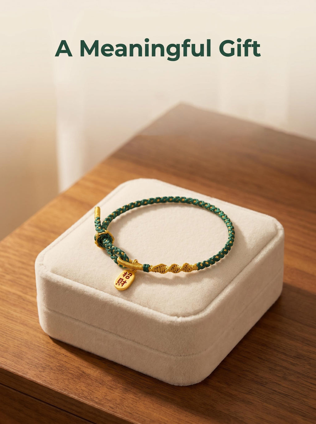 ORIENTAL VIBE | Grain in Ear Handcrafted Dragon Scale Bracelet with "Fortune & Blessing" Charm, Adjustable Sliding Button Knot, Convertible