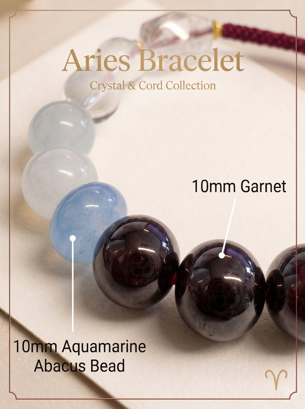 ORIENTAL VIBE Aries Zodiac Crystal Energy Bracelet - Hand-Woven Healing Bracelet for Courage & Action