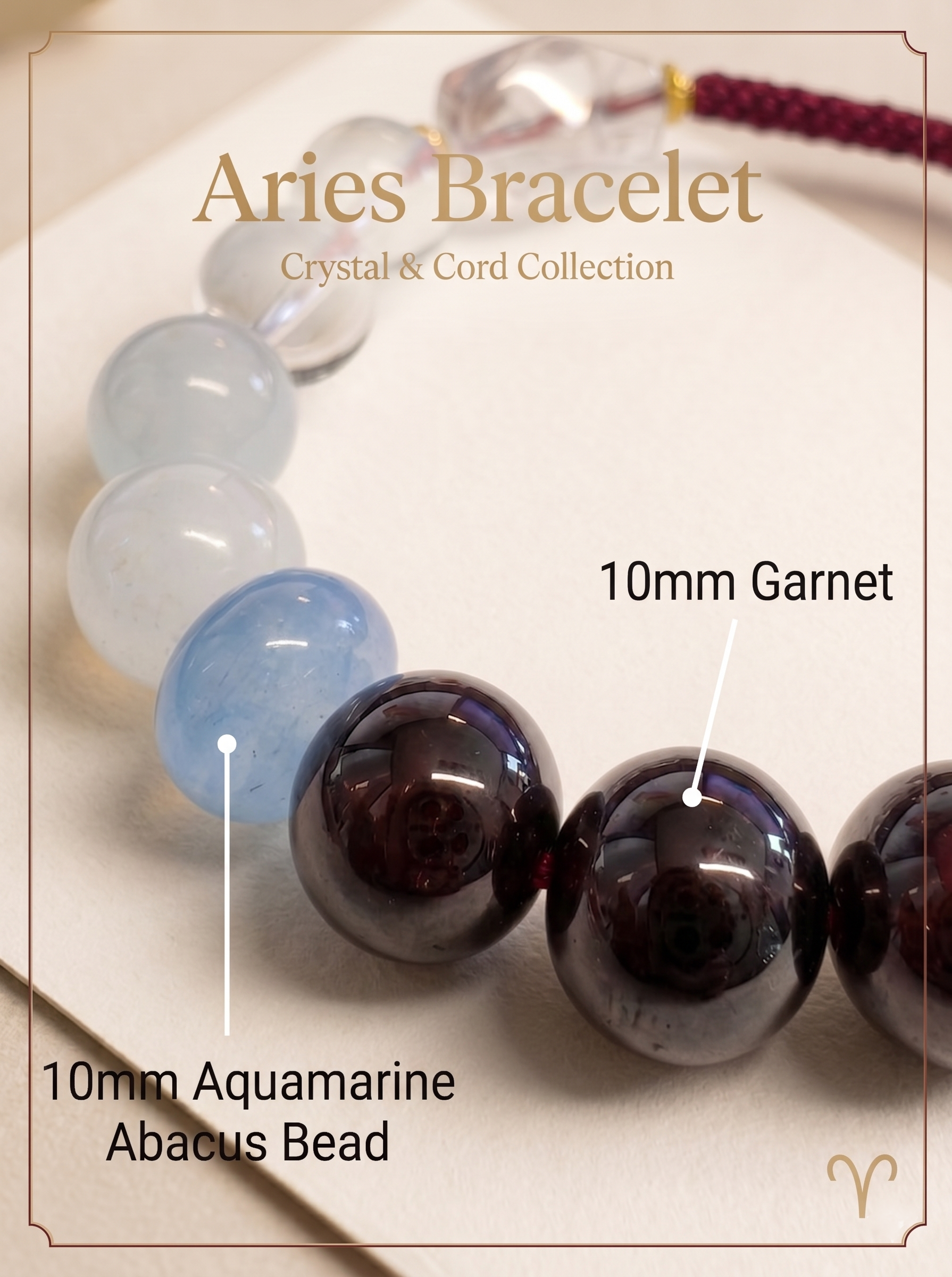 ORIENTAL VIBE Aries Zodiac Crystal Energy Bracelet - Hand-Woven Healing Bracelet for Courage & Action