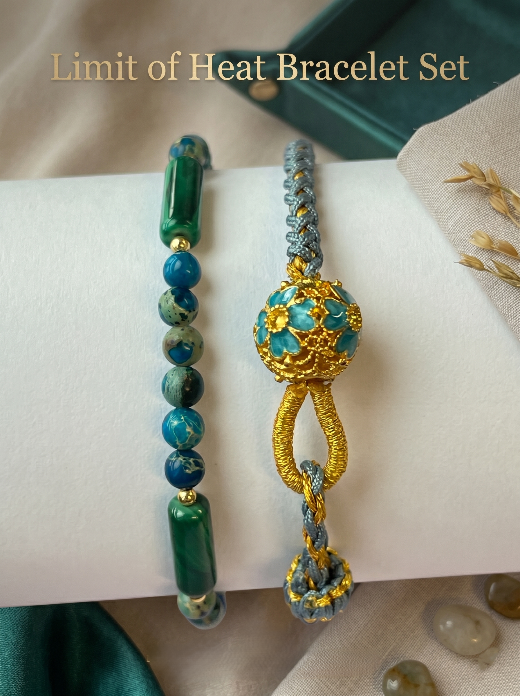 ORIENTAL VIBE | End of Heat Handcrafted Dragon Scale Bracelet with Gold Hollow Lucky Bead, Adjustable