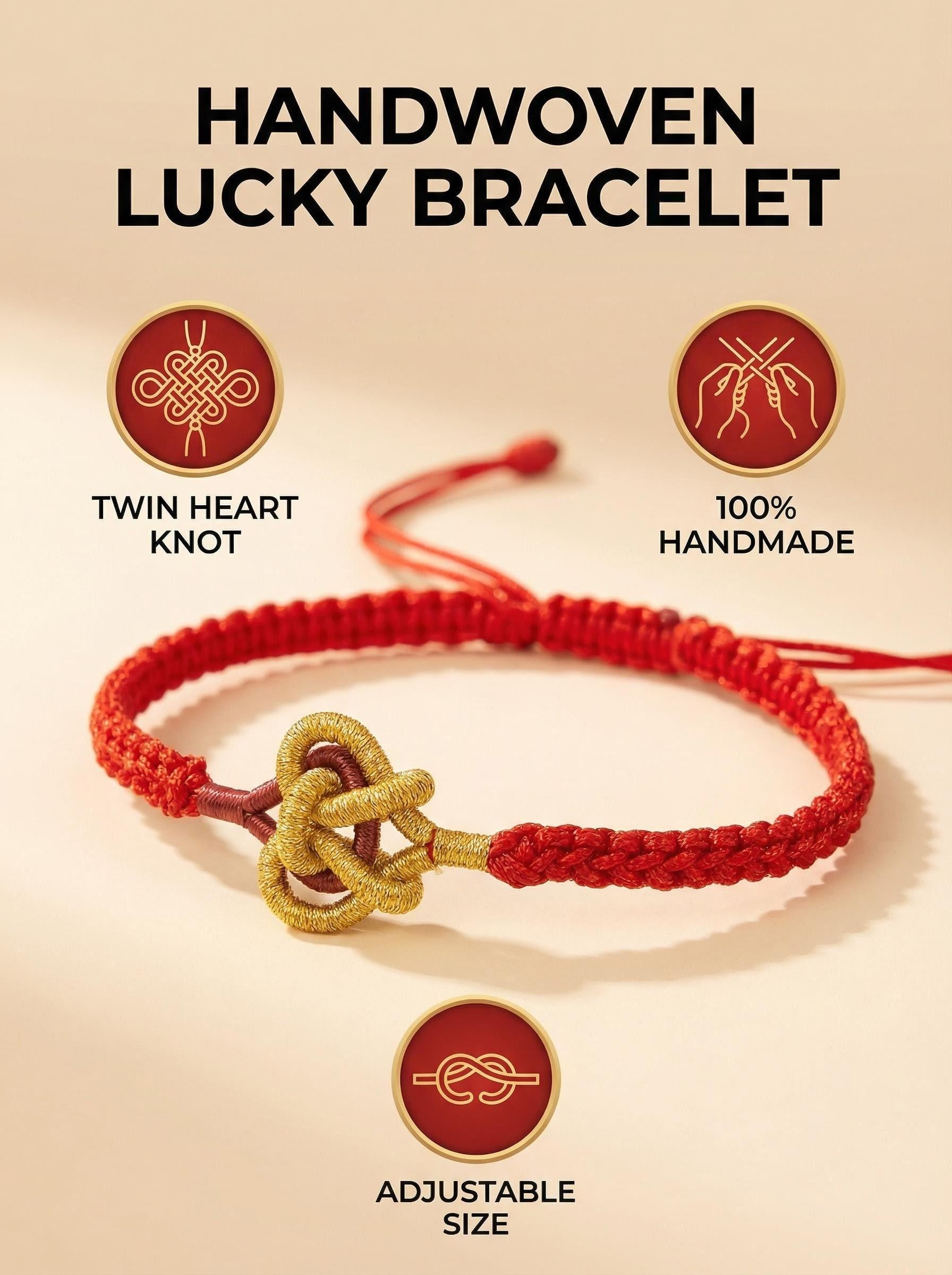 ORIENTAL VIBE Handcrafted "Double Heart" Knot Bracelet - Eternal Union & Love, Men's Red String Bracelet