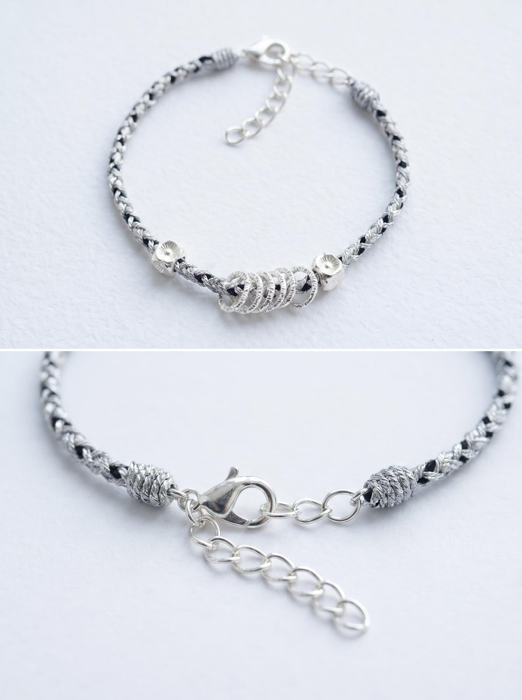 ORIENTAL VIBE | "Heavy Snow" Hand-Woven Dragon Scale Bracelet, Featuring Silvery Rings & Relief-Sculpted Blossom, with a Sleek Metallic Clasp