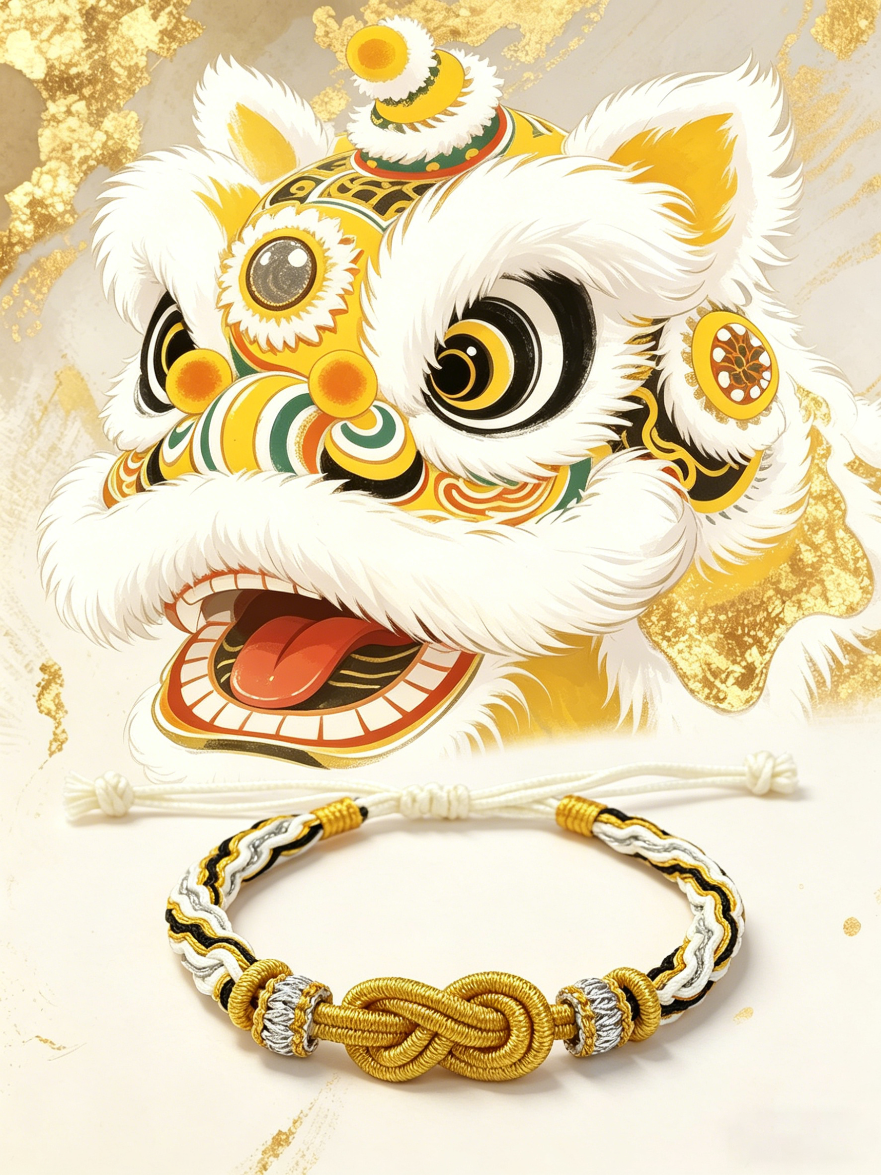 ORIENTAL VIBE "Metal Element · Radiant Radiance" Lion Dance Series - Handwoven Samsara Bracelet