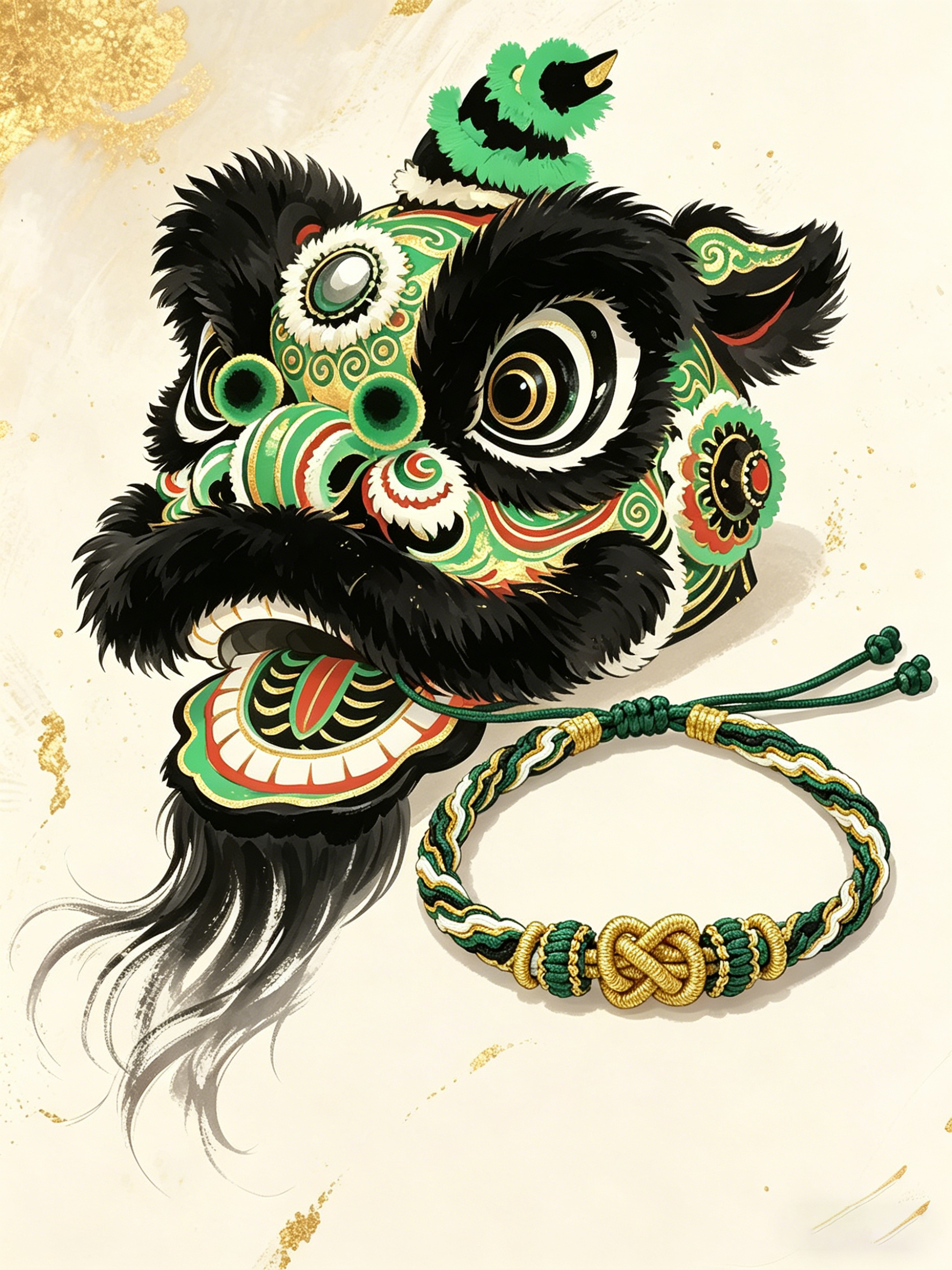 ORIENTAL VIBE "Wood Element · Infinite Growth" Lion Dance Series - Handwoven Samsara Bracelet