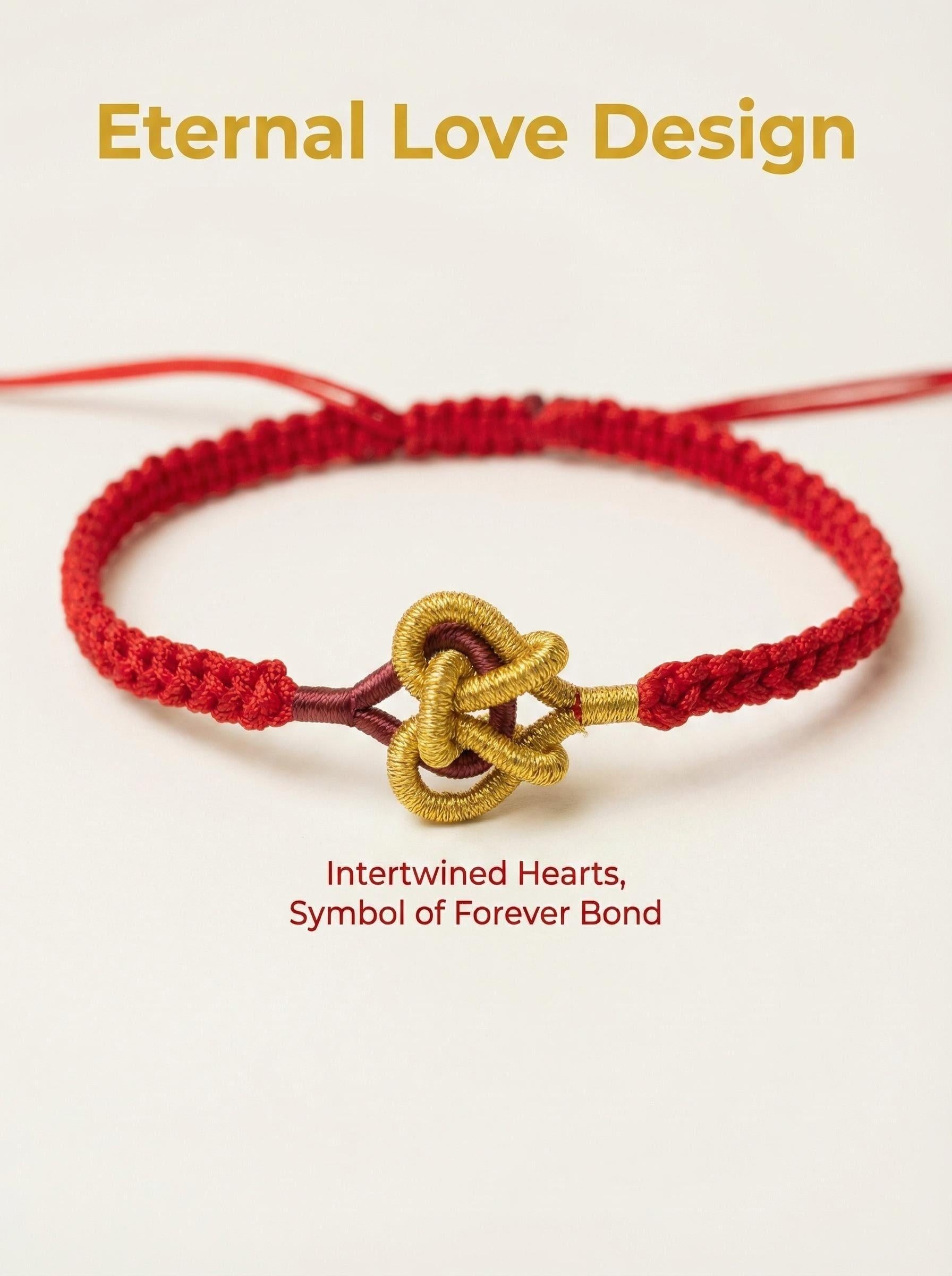 ORIENTAL VIBE Handcrafted "Double Heart" Knot Bracelet - Eternal Union & Love, Men's Red String Bracelet