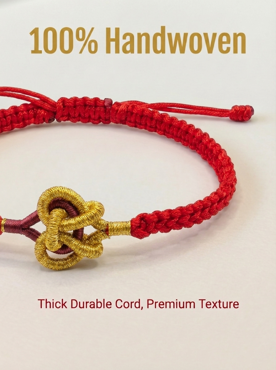ORIENTAL VIBE Handcrafted "Double Heart" Knot Bracelet - Eternal Union & Love, Men's Red String Bracelet