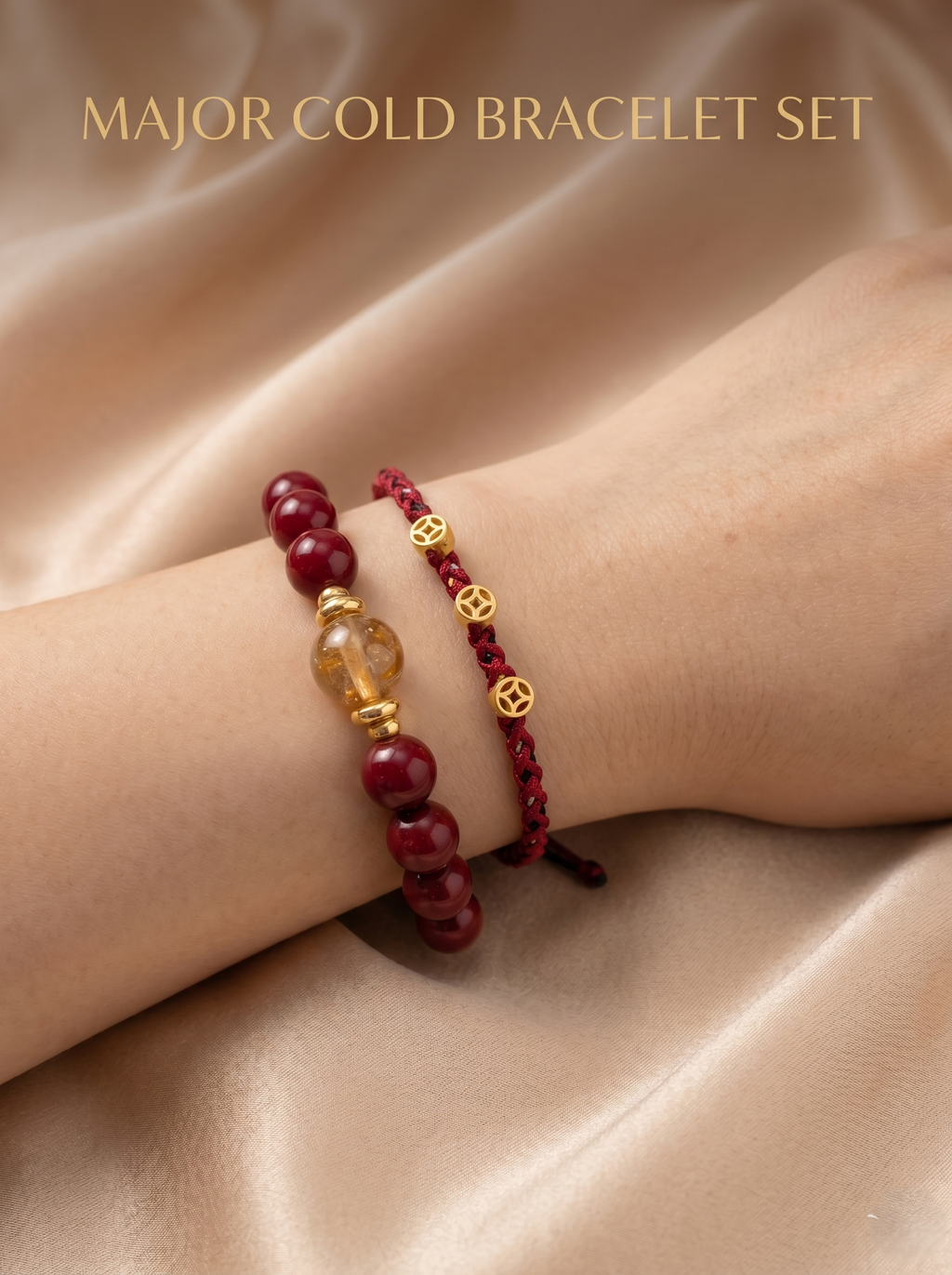 ORIENTAL VIBE | "Major Cold" Hand-Woven Dragon Scale Bracelet, Featuring Golden Fortune Coin & Effortless Drawstring Ends