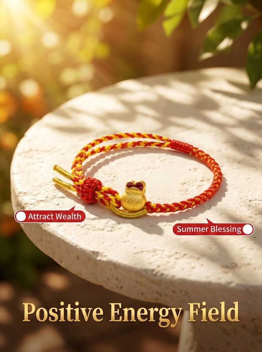 ORIENTAL VIBE | Great Heat Minimalist Gold Lucky Fortune Bag Handcrafted Dragon Scale Bracelet, Adjustable