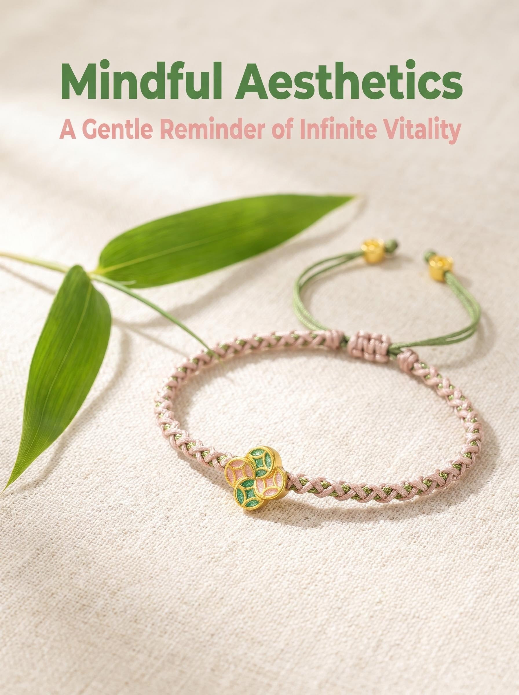 ORIENTAL VIBE | Awakening of Insects "The Spring of Awakening" Hand-Woven Dragon Scale Bracelet with Copper Coin & Clover Charms, Adjustable