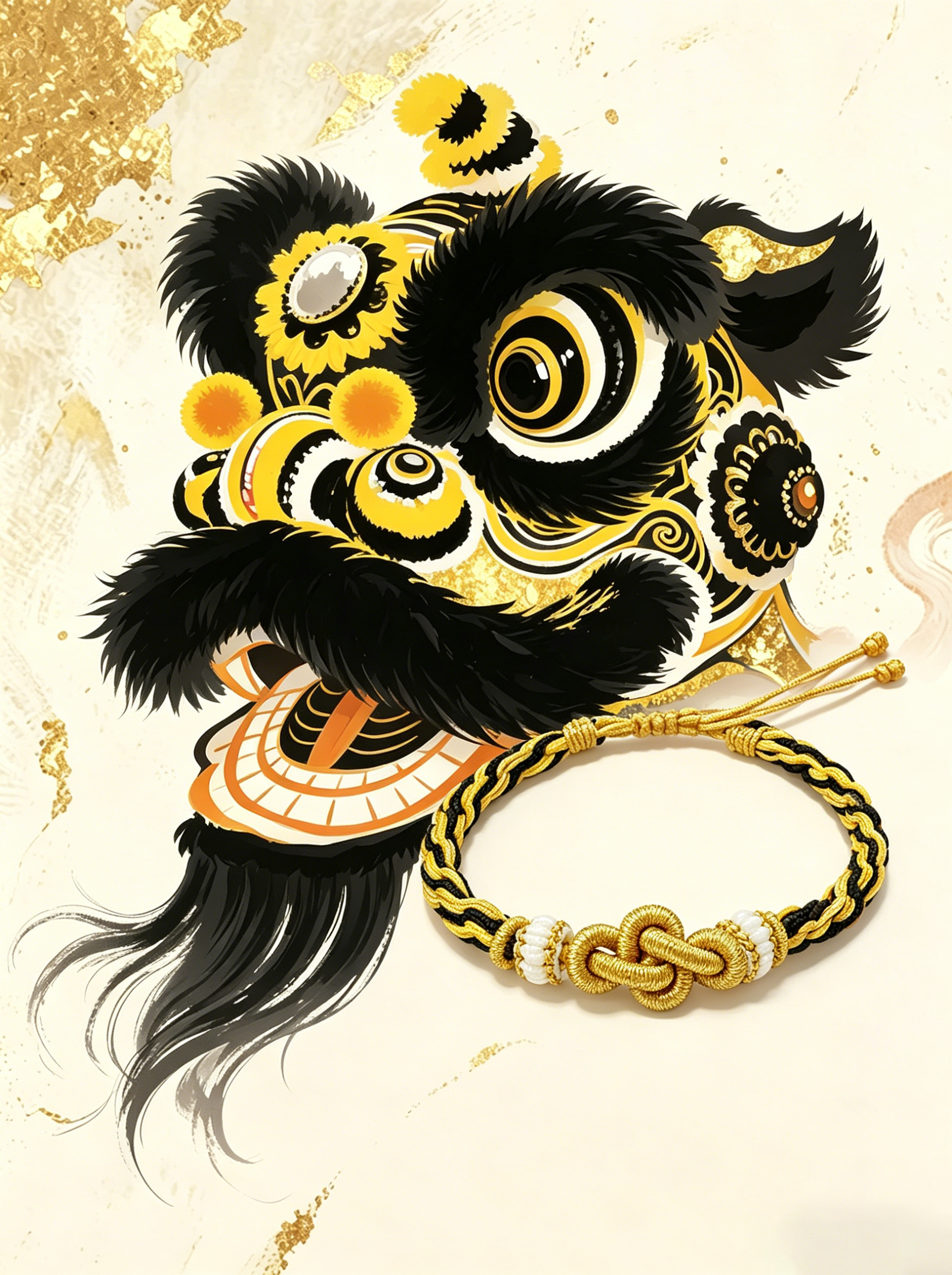 ORIENTAL VIBE "Earth Element · Inner Virtue" Handcrafted Lion Dance Samsara Bracelet
