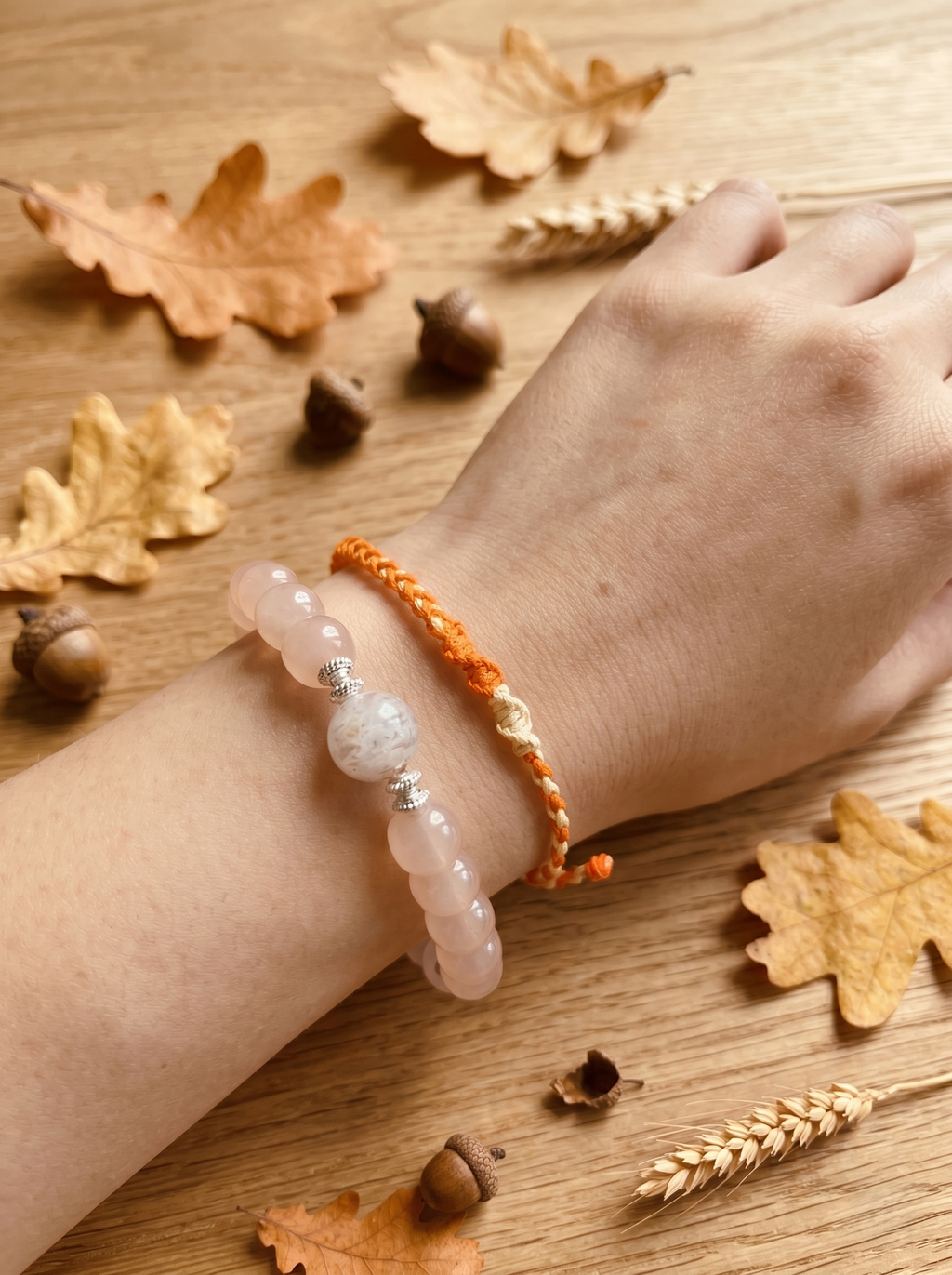 ORIENTAL VIBE | Autumn Equinox Handcrafted Dragon Scale Bracelet with Silver Floral Ornament, Adjustable