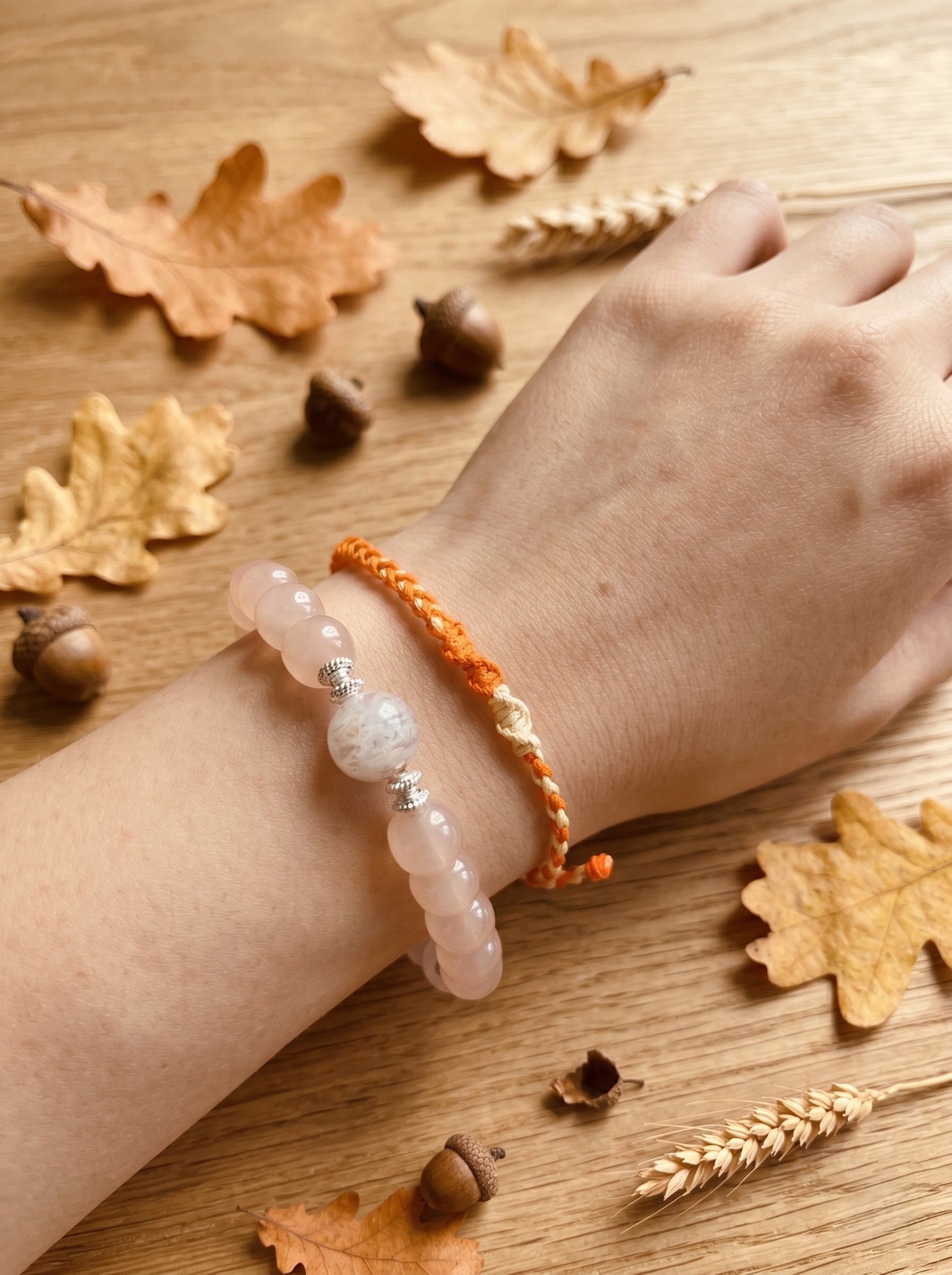 ORIENTAL VIBE | Autumn Equinox Handcrafted Dragon Scale Bracelet with Silver Floral Ornament, Adjustable