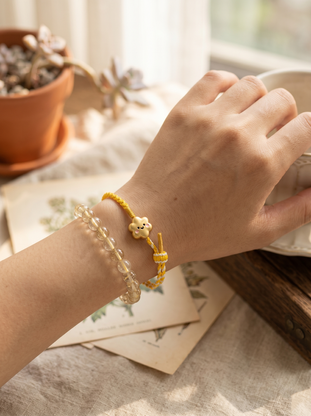 ORIENTAL VIBE | Beginning of Autumn Handcrafted Dragon Scale Bracelet Inlaid with Gold Healing Cloud Charm, Adjustable