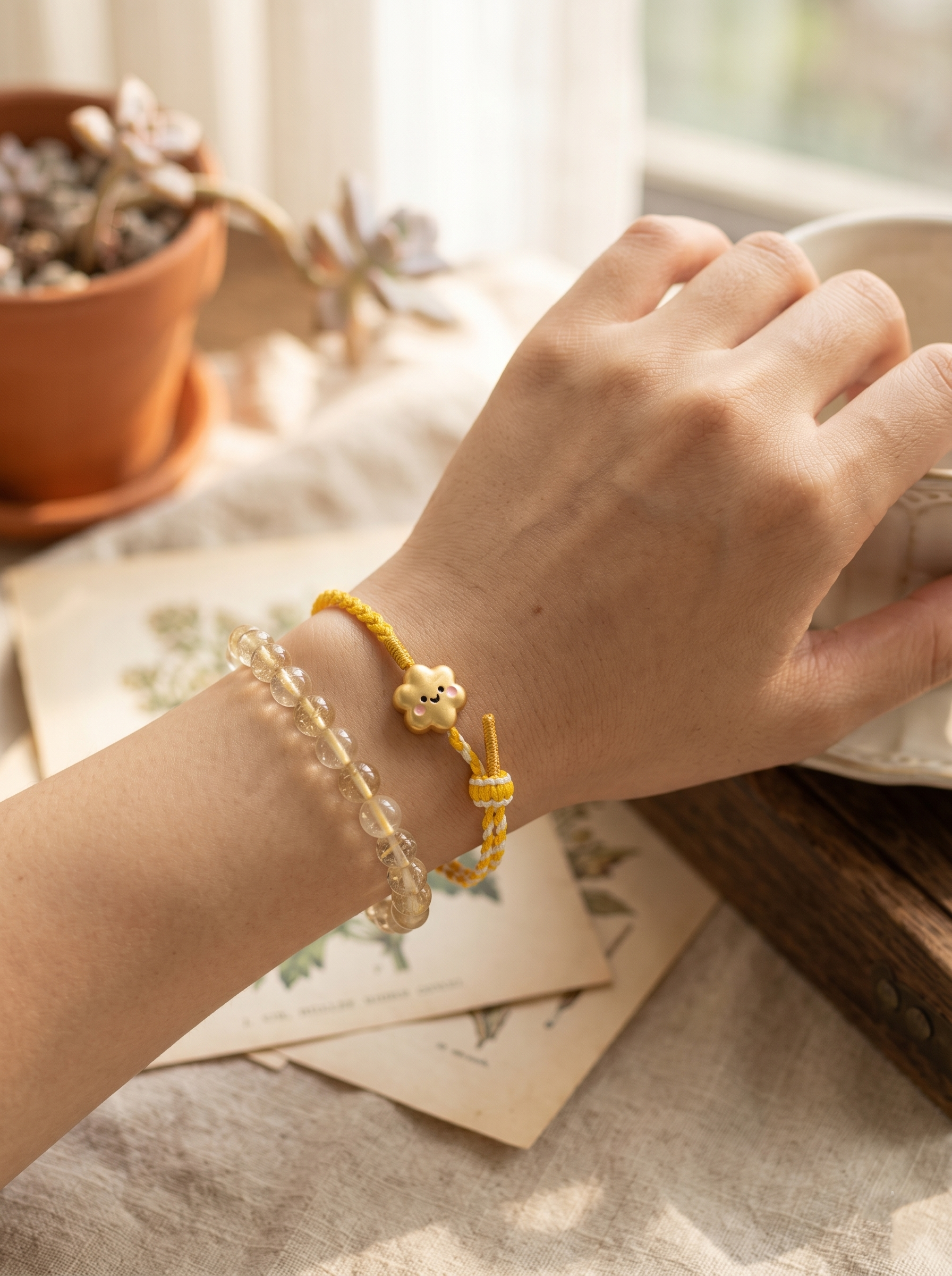 ORIENTAL VIBE | Beginning of Autumn Handcrafted Dragon Scale Bracelet Inlaid with Gold Healing Cloud Charm, Adjustable