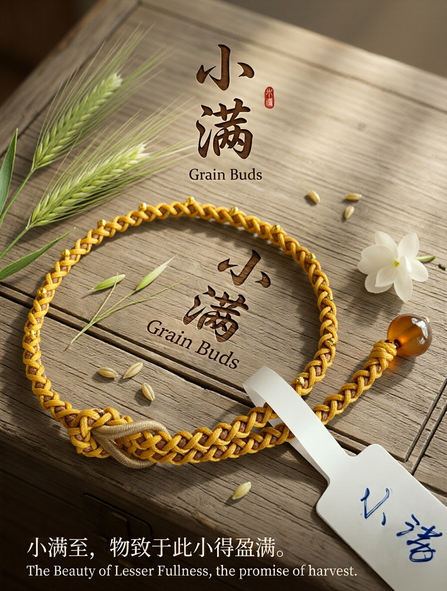 ORIENTAL VIBE | Grain Buds"Lesser Fullness" Handcrafted Dragon Scale Bracelet Embedded with Delicate Gold & Silver Beads, Amber-Textured Bead Accent, Adjustable