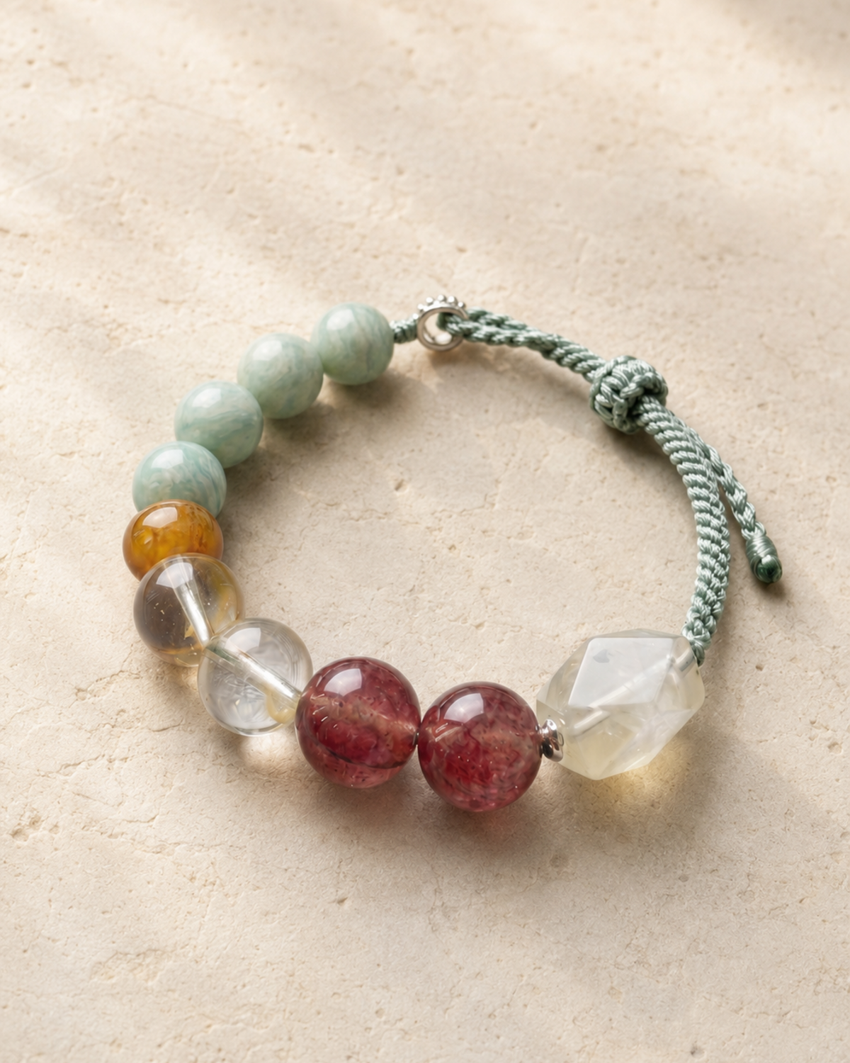 Zodiac energy crystal and braided cord bracelet
