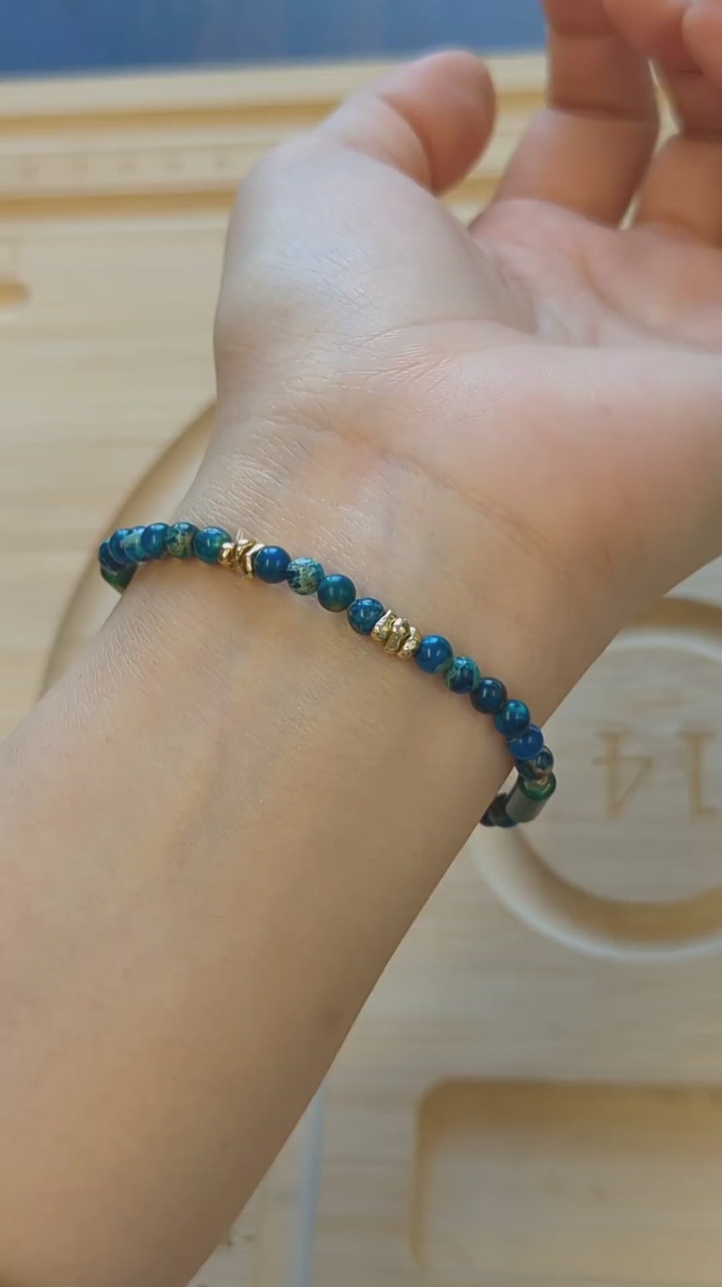 ORIENTAL VIBE | End of Heat Handcrafted Dragon Scale Bracelet with Gold Hollow Lucky Bead, Adjustable