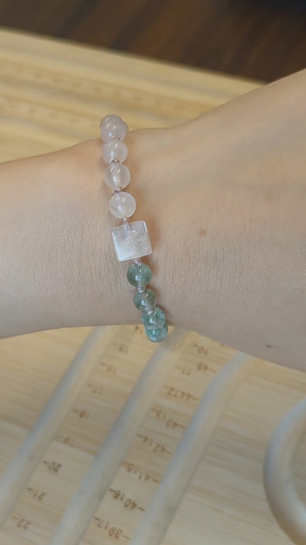 ORIENTAL VIBE | "Balanced Spring" Handcrafted Dragon Scale Braided Bracelet, Featuring Pink & Green Interwoven Button Knot, Adjustable